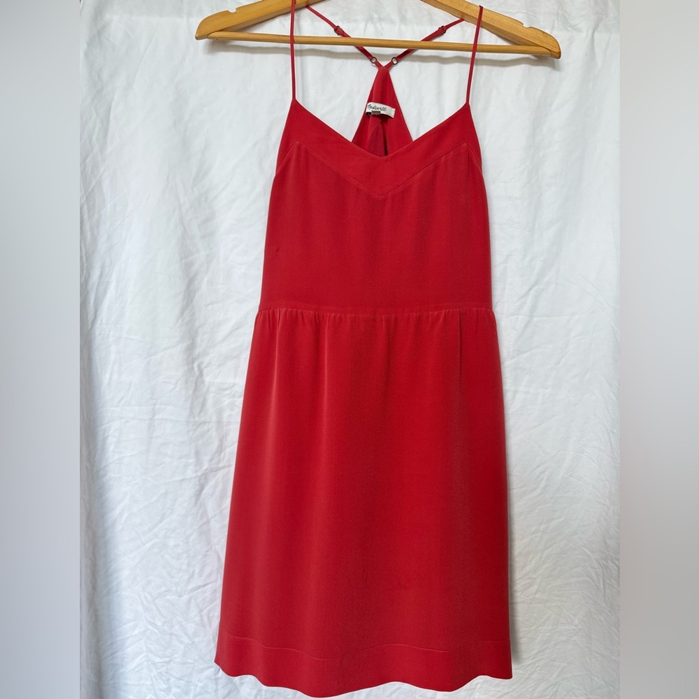 Madewell Orange razorback spaghetti strap mini dress